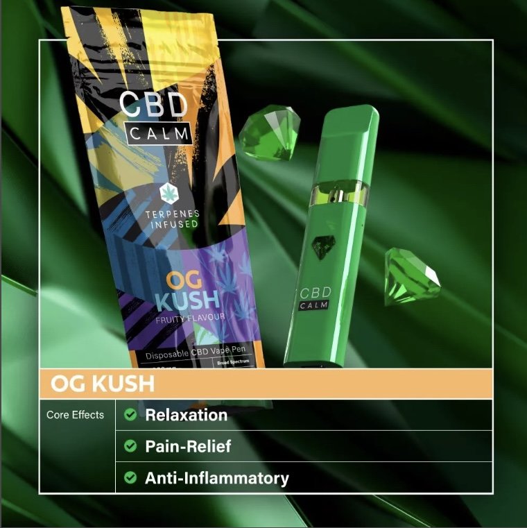 O.G Kush – CBD Terpenes 1800mg Disposable Vape | CBD Calm - Image 2
