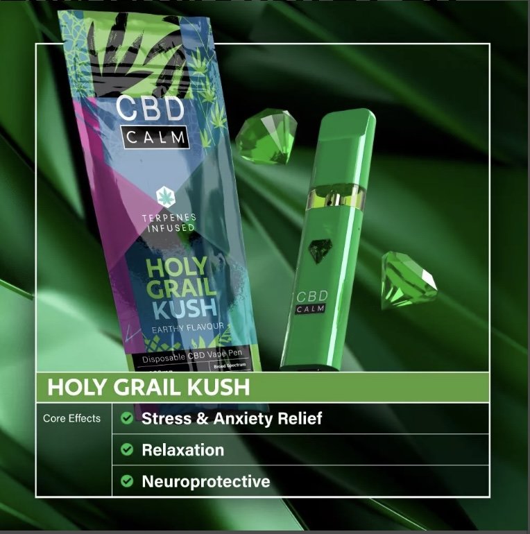 Holy Grail Kush – CBD Terpenes 1800mg Disposable Vape | CBD Calm - Image 2